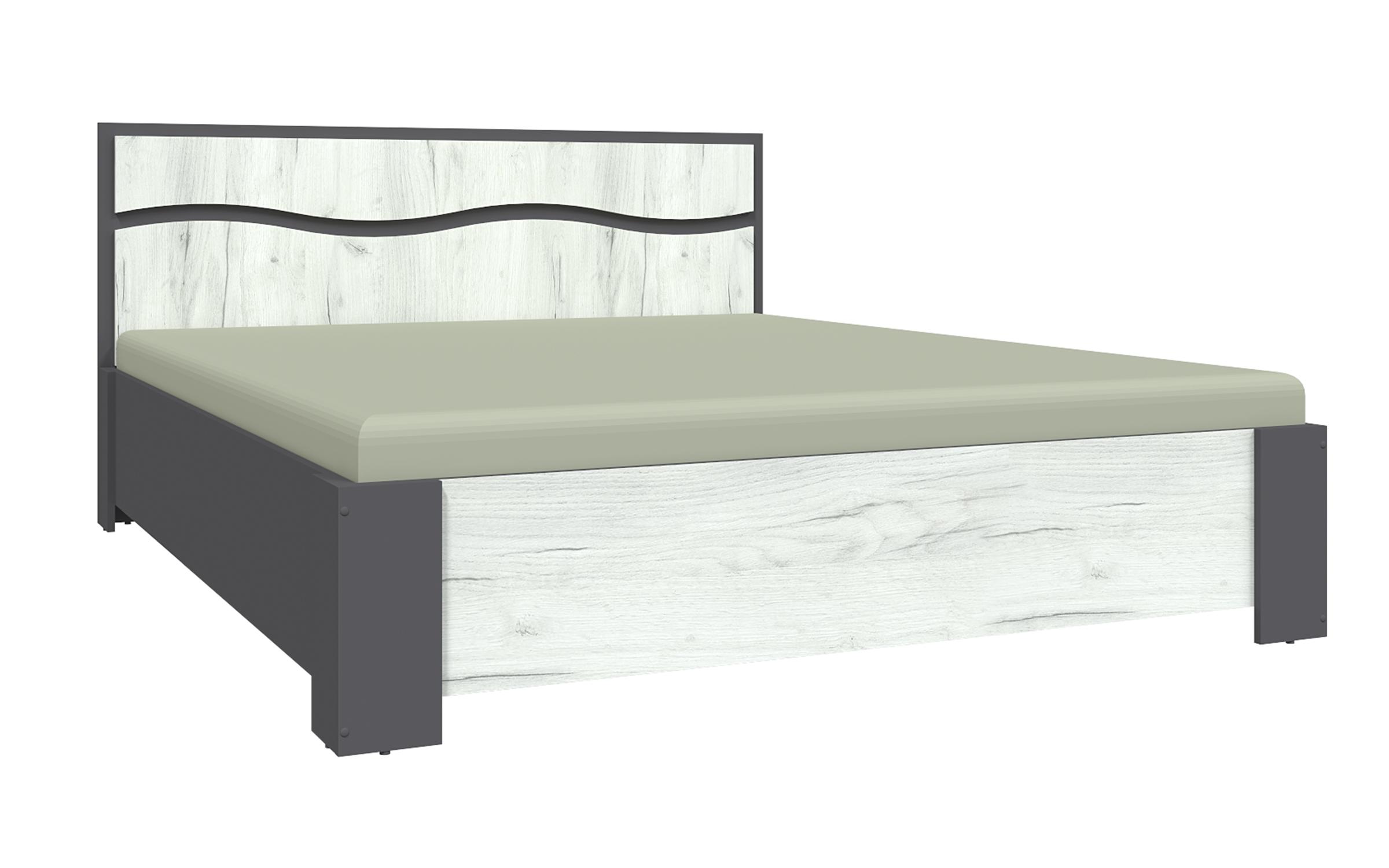 Pat dublu Viela pentru saltea 160/200, grafit gri + stejar craft alb  1